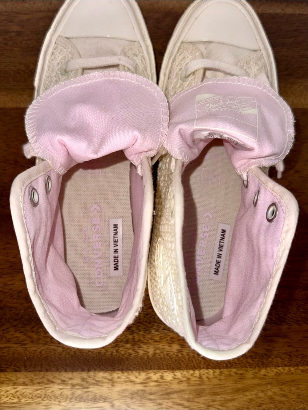Converse Chuck 70 Crochet High Top Sneakers Cream Pink Women’s 8 - Picture 8 of 9